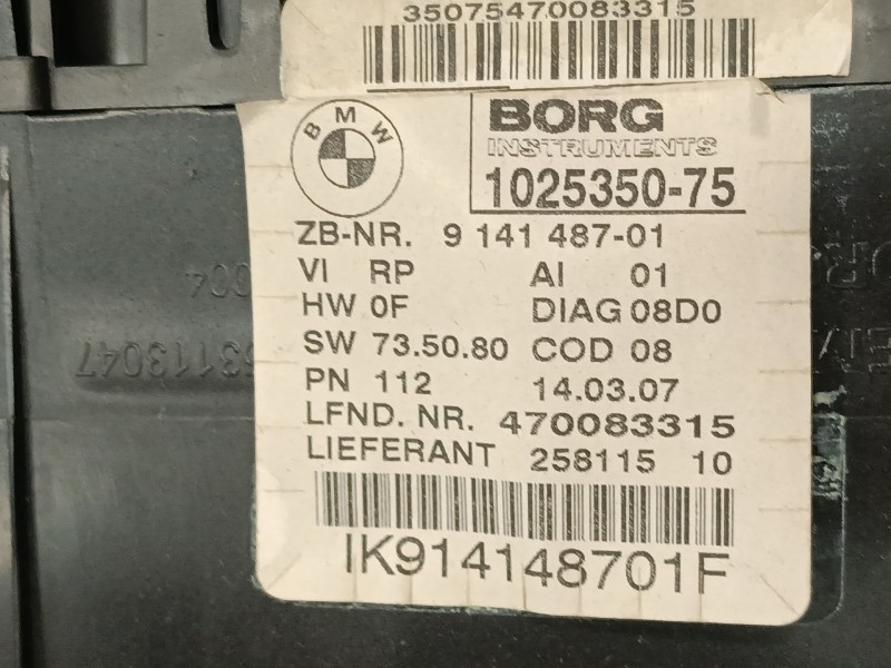 Recambio de cuadro instrumentos para bmw 3 (e90) 320 d referencia OEM IAM 102535075  