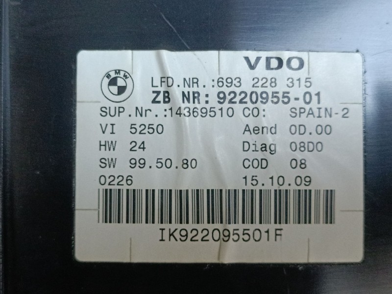 Recambio de cuadro instrumentos para bmw 3 (e90) 318 i referencia OEM IAM 9220955  