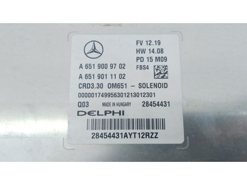 Recambio de centralita motor uce para mercedes-benz clase a (w176) a 200 cdi / d (176.008) referencia OEM IAM A6519009702 A65190