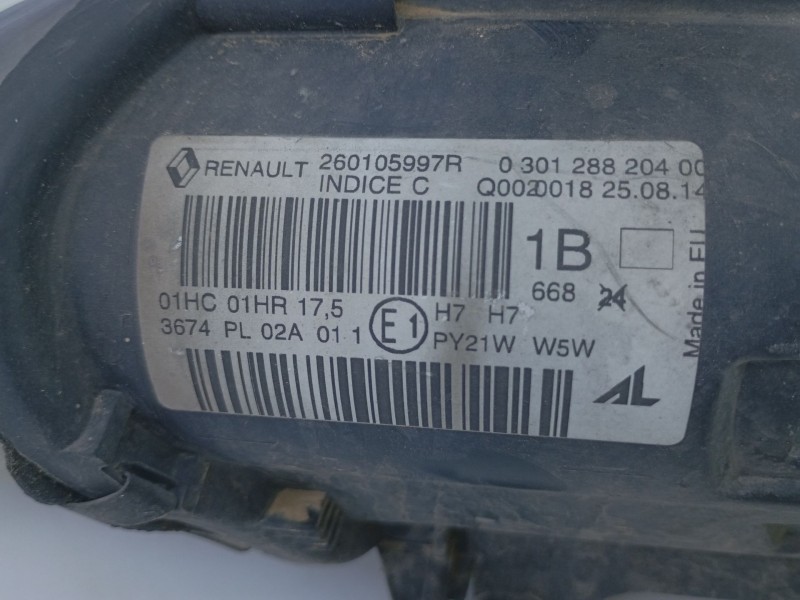 Recambio de faro derecho para renault megane iii hatchback (bz0/1_, b3_) 1.2 tce (bz2b, bz11) referencia OEM IAM   