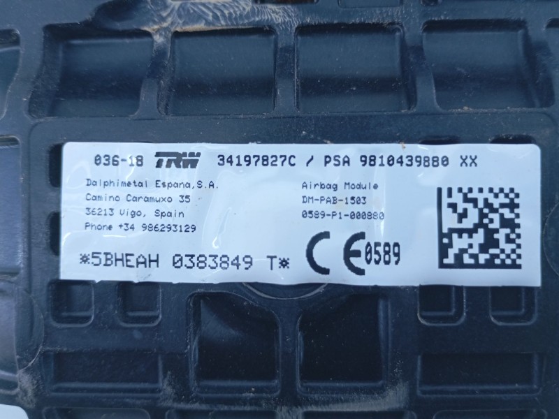 Recambio de airbag delantero derecho para peugeot 3008 ii suv (mc_, mr_, mj_, m4_) 1.2 thp/ puretech 130 (mrhnsm, mrhnsu, mrhnsj