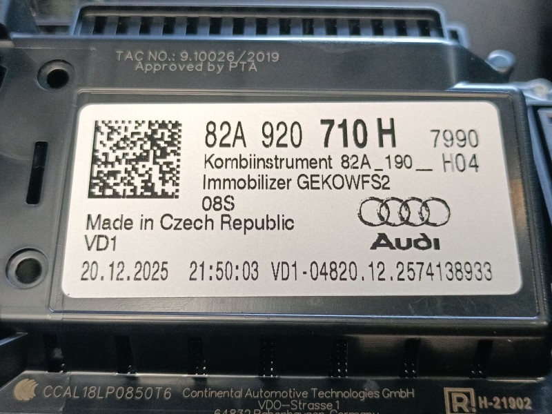 Recambio de cuadro instrumentos para audi a1 sportback (gba) 25 tfsi referencia OEM IAM 82A929710H  