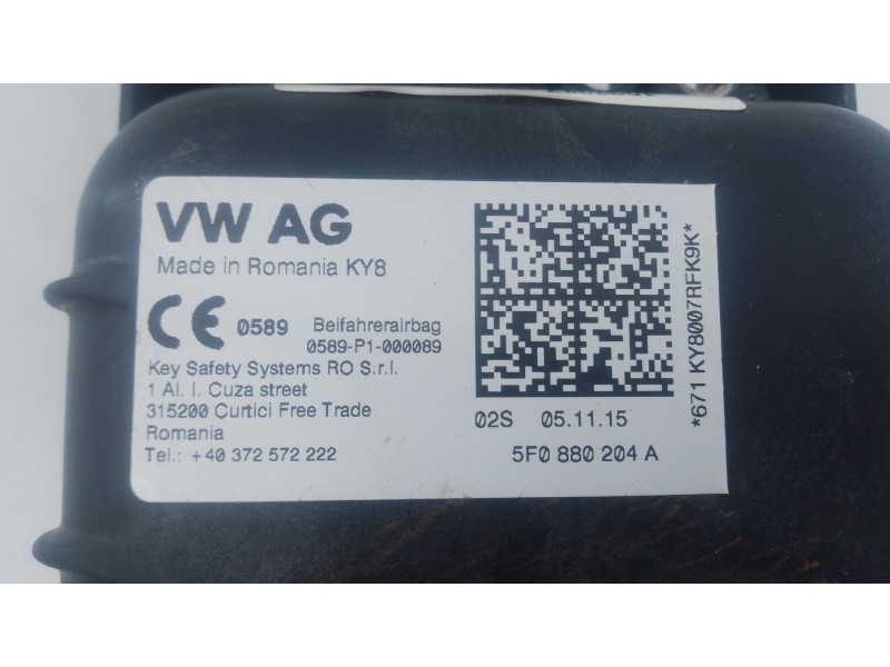 Recambio de airbag delantero derecho para seat leon (5f1) 1.6 tdi referencia OEM IAM   