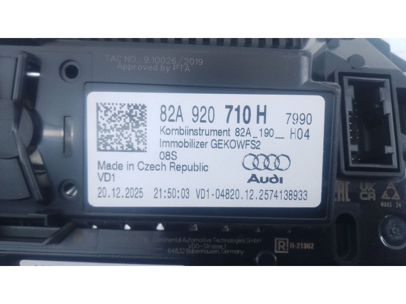 Recambio de cuadro instrumentos para audi a1 sportback (gba) 25 tfsi referencia OEM IAM 82A929710H  