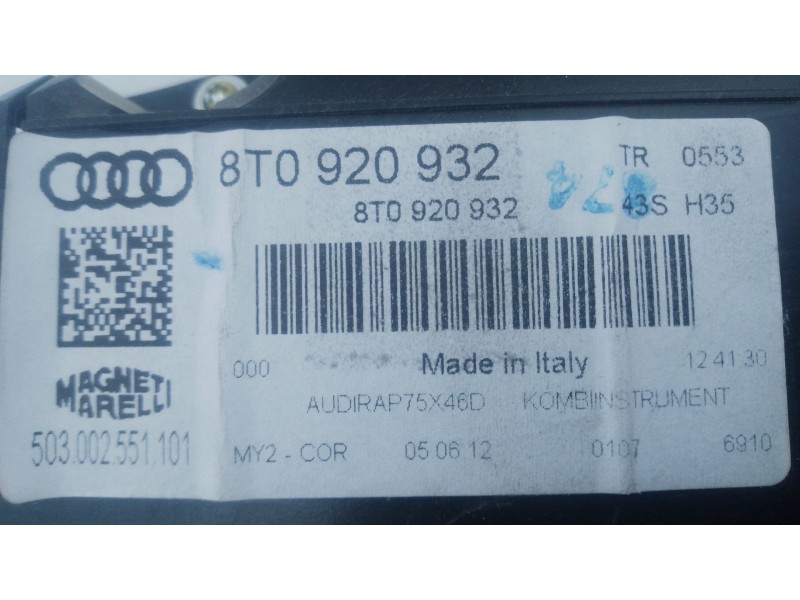 Recambio de cuadro instrumentos para audi a5 sportback (8ta) 3.0 tdi referencia OEM IAM 8T0920932  