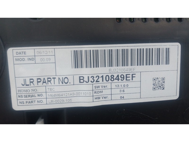 Recambio de cuadro instrumentos para land rover range rover evoque (l538) 2.2 d 4x4 referencia OEM IAM BJ3210849EF  