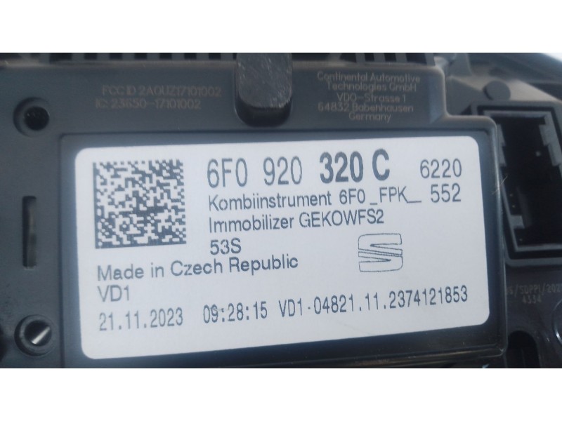Recambio de cuadro instrumentos para seat arona (kj7, kjp) 1.0 tsi referencia OEM IAM 6F0920320C  
