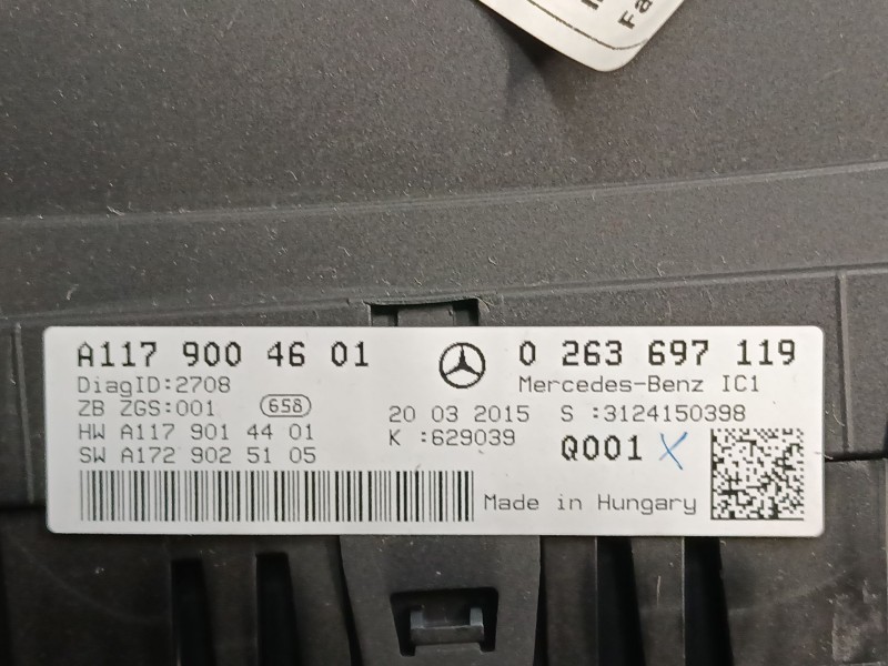 Recambio de cuadro instrumentos para mercedes-benz cla coupé (c117) cla 200 cdi / d (117.308) referencia OEM IAM A1179004601 026