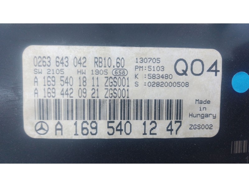 Recambio de cuadro instrumentos para mercedes-benz clase a (w169) a 200 cdi (169.308, 169.008) referencia OEM IAM A1695401247  E