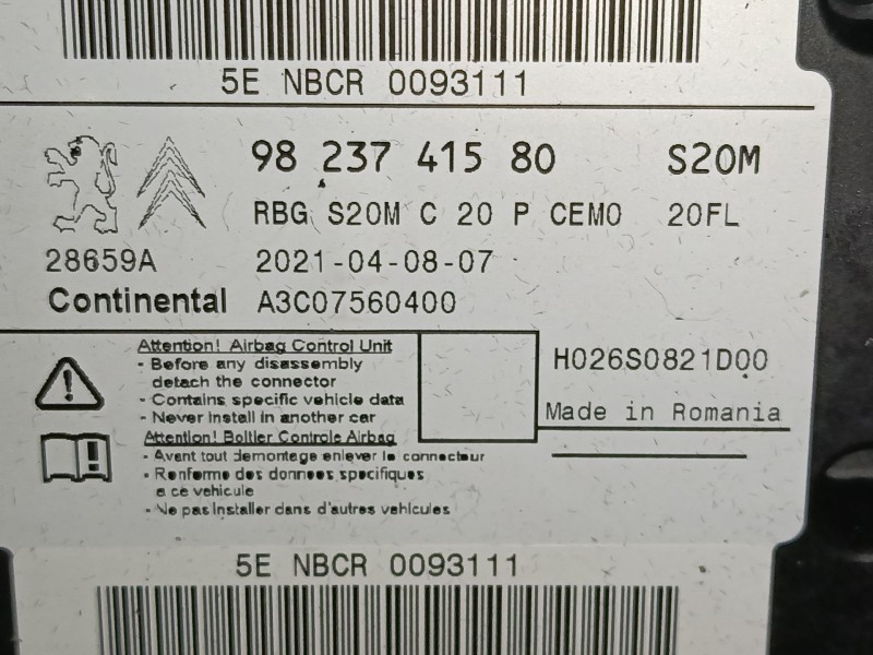Recambio de kit airbag para peugeot 508 sw ii (fc_, fj_, f4_) 1.5 bluehdi 130 referencia OEM IAM 9823741580  
