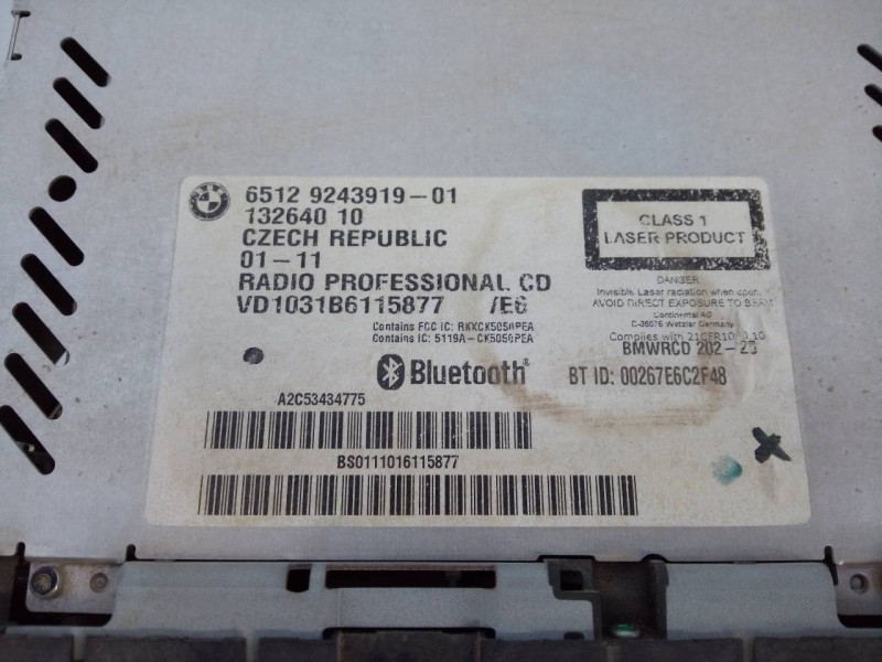 Recambio de sistema audio / radio cd para bmw serie 3 cabrio (e93) 320d referencia OEM IAM 6512924391901  E3-A2-29-1