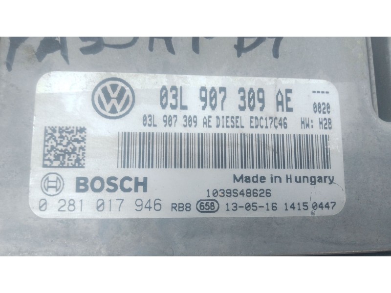 Recambio de centralita motor uce para volkswagen passat b7 (362) 2.0 tdi referencia OEM IAM 03L907309AE 0281017946 