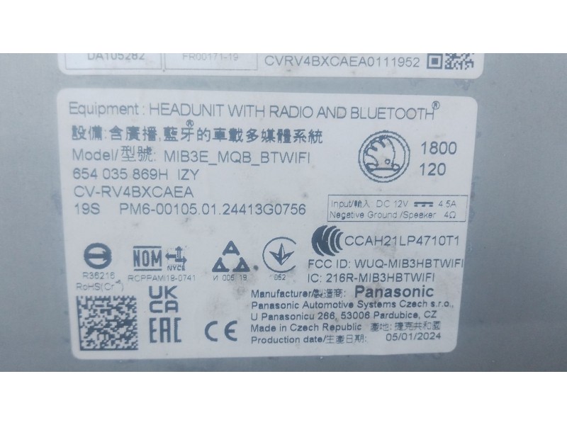Recambio de sistema audio / radio cd para skoda kamiq (nw4) 1.0 tsi referencia OEM IAM   