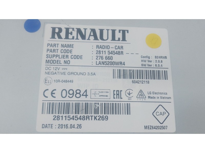 Recambio de sistema navegacion gps para renault captur i (j5_, h5_) 1.5 dci 90 referencia OEM IAM   