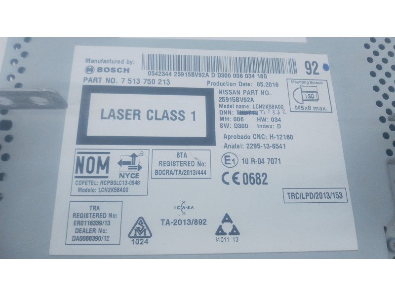 Recambio de sistema navegacion gps para nissan juke (f15) 1.2 dig-t referencia OEM IAM   