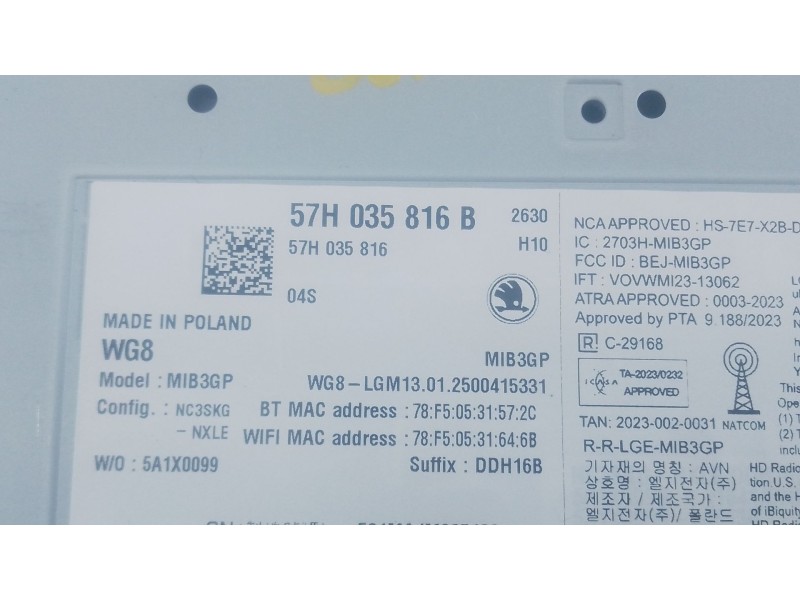 Recambio de sistema navegacion gps para skoda octavia iv (nx3, nn3, pv3) 2.0 tdi referencia OEM IAM   
