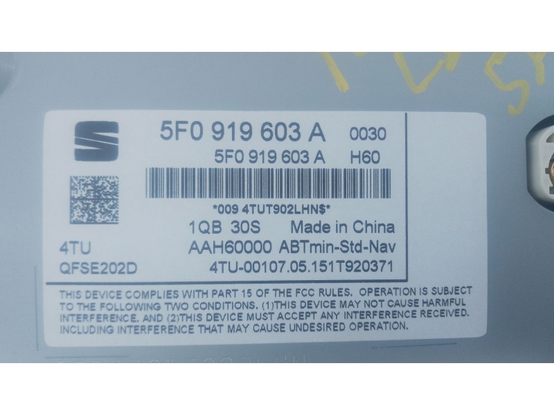 Recambio de sistema navegacion gps para seat leon (5f1) 1.6 tdi referencia OEM IAM   