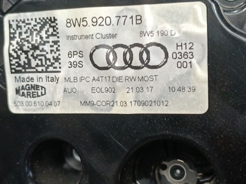 Recambio de cuadro instrumentos para audi a4 b9 (8w2, 8wc) 2.0 tdi referencia OEM IAM 8W5920771B 608006100407 