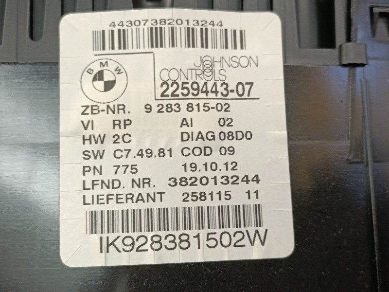 Recambio de cuadro instrumentos para bmw x1 (e84) xdrive 18 d referencia OEM IAM 928381502 225944307 