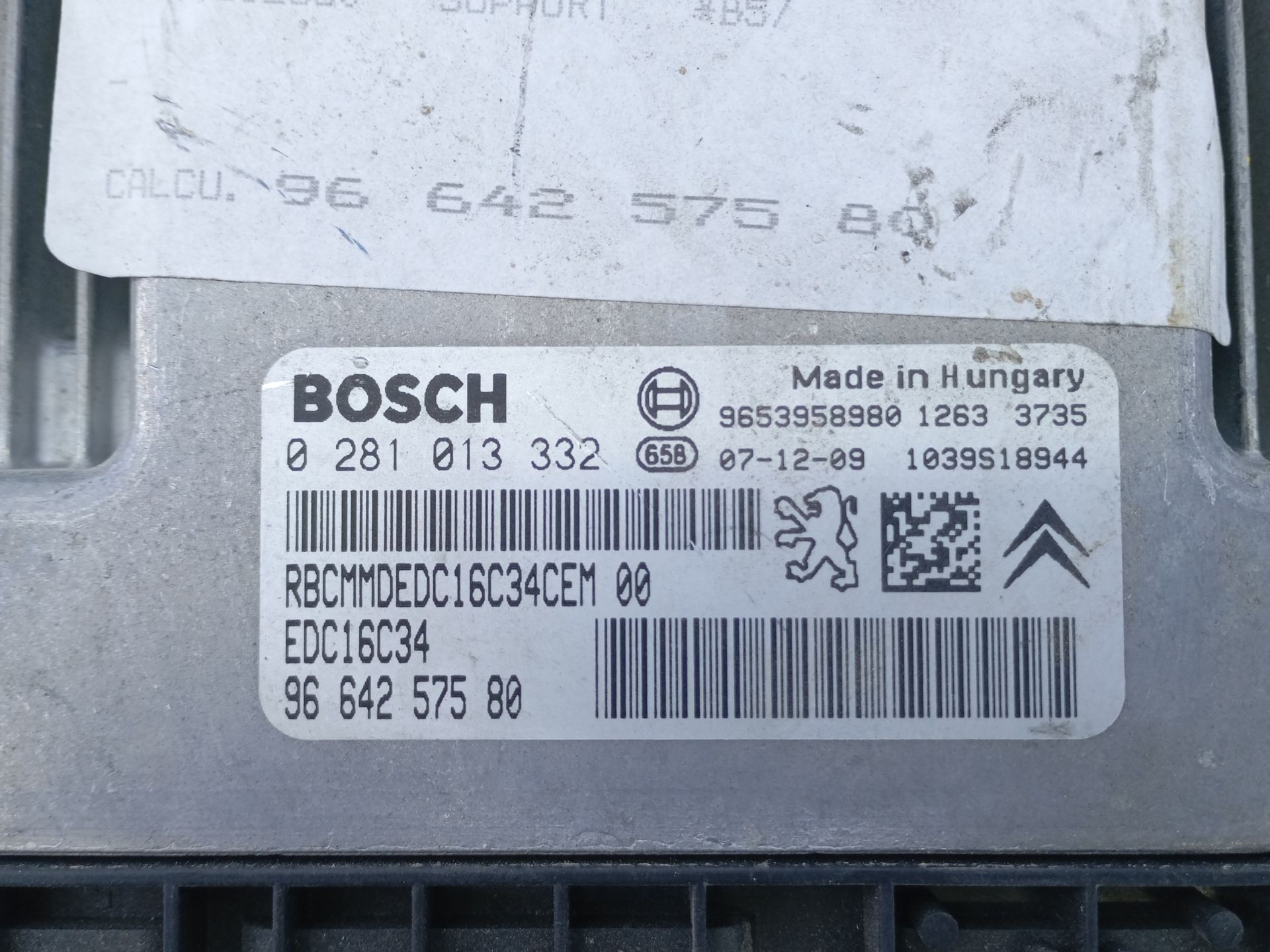 CENTRALITA MOTOR UCE CITROËN C4 BERLINA 9664257580 / E3-B2-44-1 / 0281013332 9664257580E3B24410281013332 - Vista 3