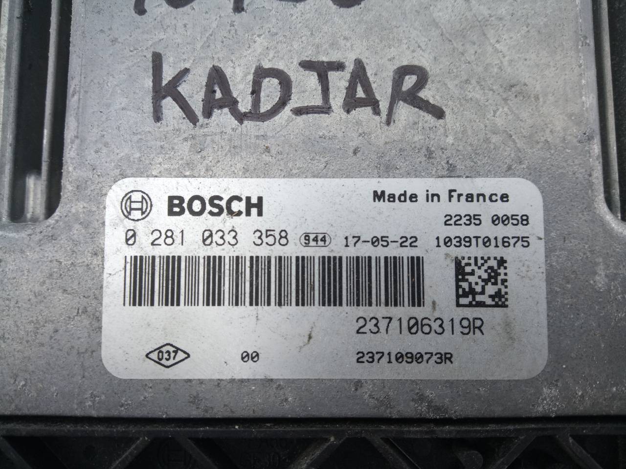 CENTRALITA MOTOR UCE RENAULT KADJAR 237106319R / E2-A1-18-9 / 0281033358 237106319RE2A11890281033358 - Vista 3