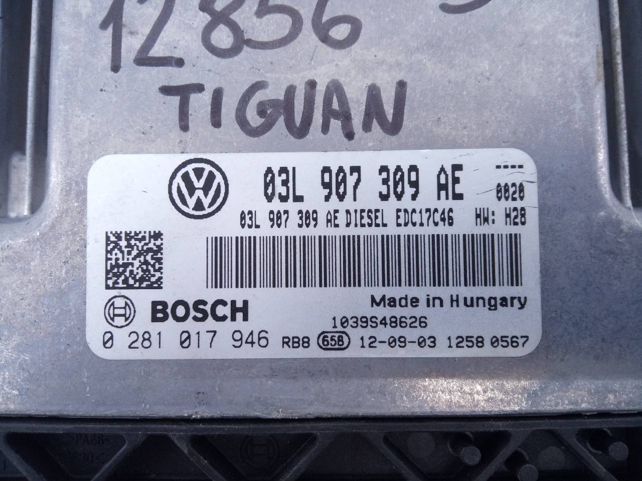 CENTRALITA MOTOR UCE VOLKSWAGEN TIGUAN 03L907309AE / E2-A1-18-6 / 0281017946 03L907309AEE2A11860281017946 - Vista 3