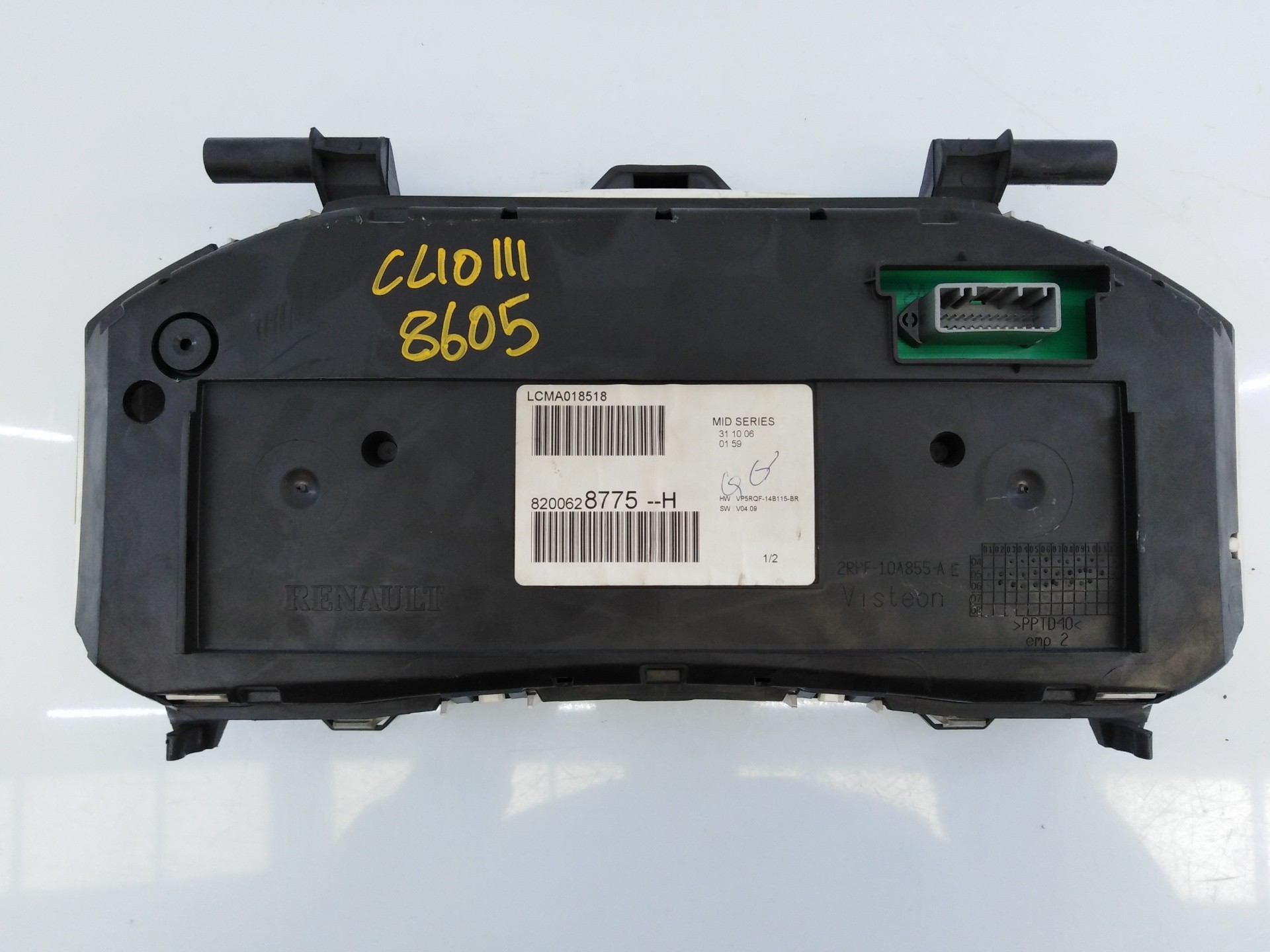 CUADRO INSTRUMENTOS RENAULT CLIO III 8200628775H / E2-A1-3-4 / LCMA018518 8200628775HE2A134LCMA018518 - Vista 2