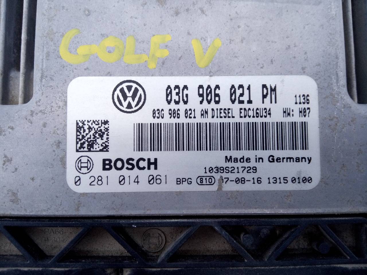CENTRALITA MOTOR UCE VOLKSWAGEN GOLF V BERLINA (1K1) 03G906021PM / E2-A1-33-3 / 0281014061 03G906021PME2A13330281014061 - Vista 3