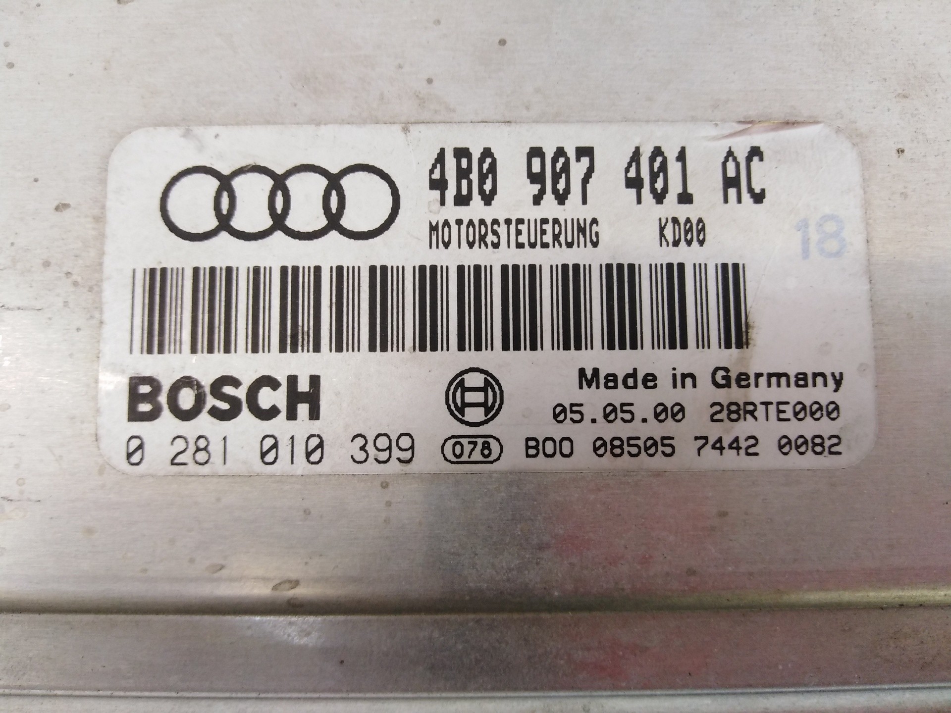 CENTRALITA MOTOR UCE AUDI A6 BERLINA (4B2) 4B0907401AC / E2-A1-33-6 / 0281010399 4B0907401ACE2A13360281010399 - Vista 3