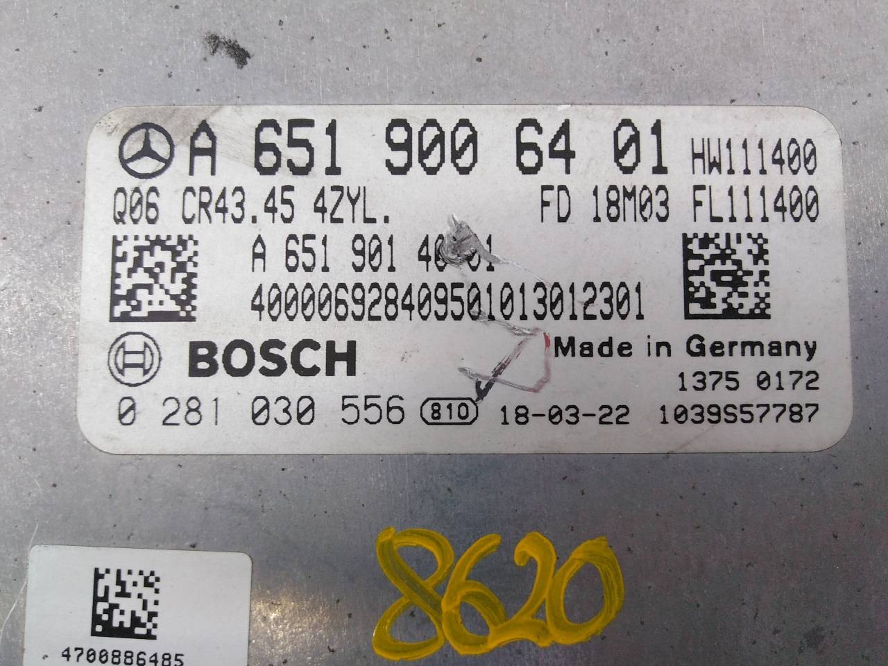 CENTRALITA MOTOR UCE MERCEDES-BENZ CLASE GLC COUPE (BM 253)(6.2016->) A6519006401 / E3-A1-12-7 / 0281030556 A6519006401E3A11270281030556 - Vista 2