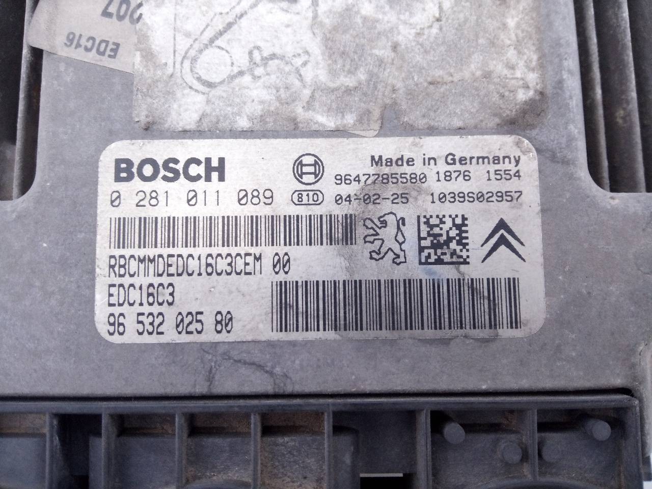 CENTRALITA MOTOR UCE PEUGEOT 206 BERLINA 9653202580 / E3-B2-35-2 / 0281011089 9653202580E3B23520281011089 - Vista 2
