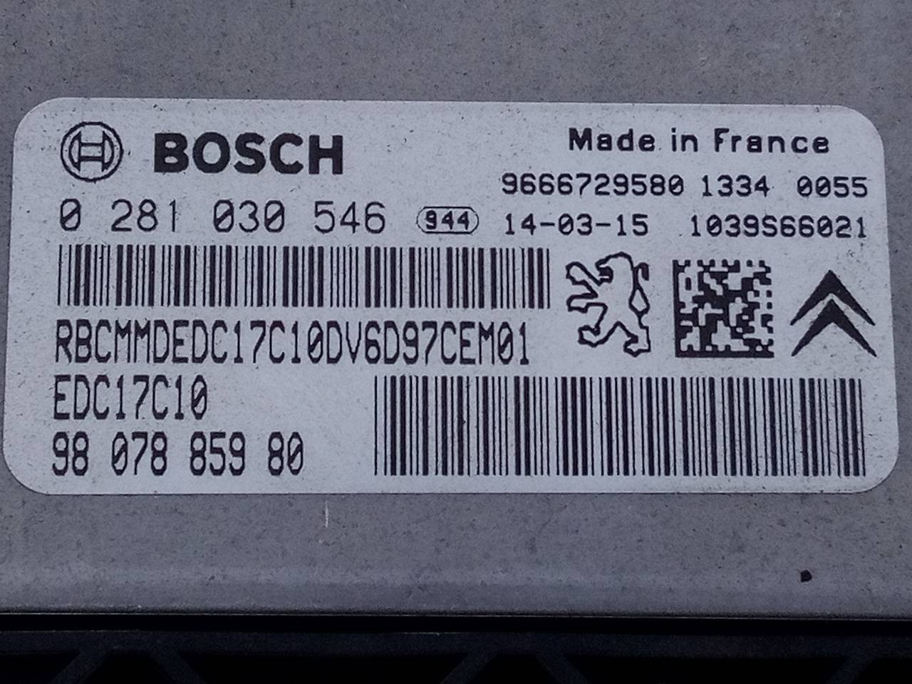 CENTRALITA MOTOR UCE PEUGEOT PARTNER KASTEN 9807885980 / E3-B2-25-4 / 0281030546 9807885980E3B22540281030546 - Vista 3