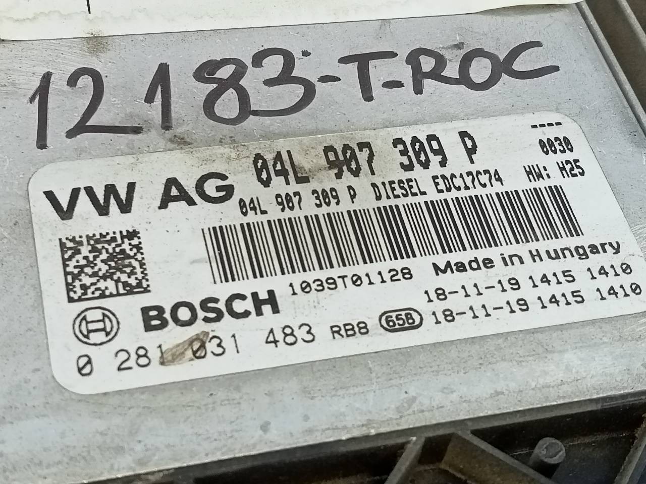 CENTRALITA MOTOR UCE VOLKSWAGEN T-ROC 04L907309P / E2-A1-40-2 / 0281031483 04L907309PE2A14020281031483 - Vista 3