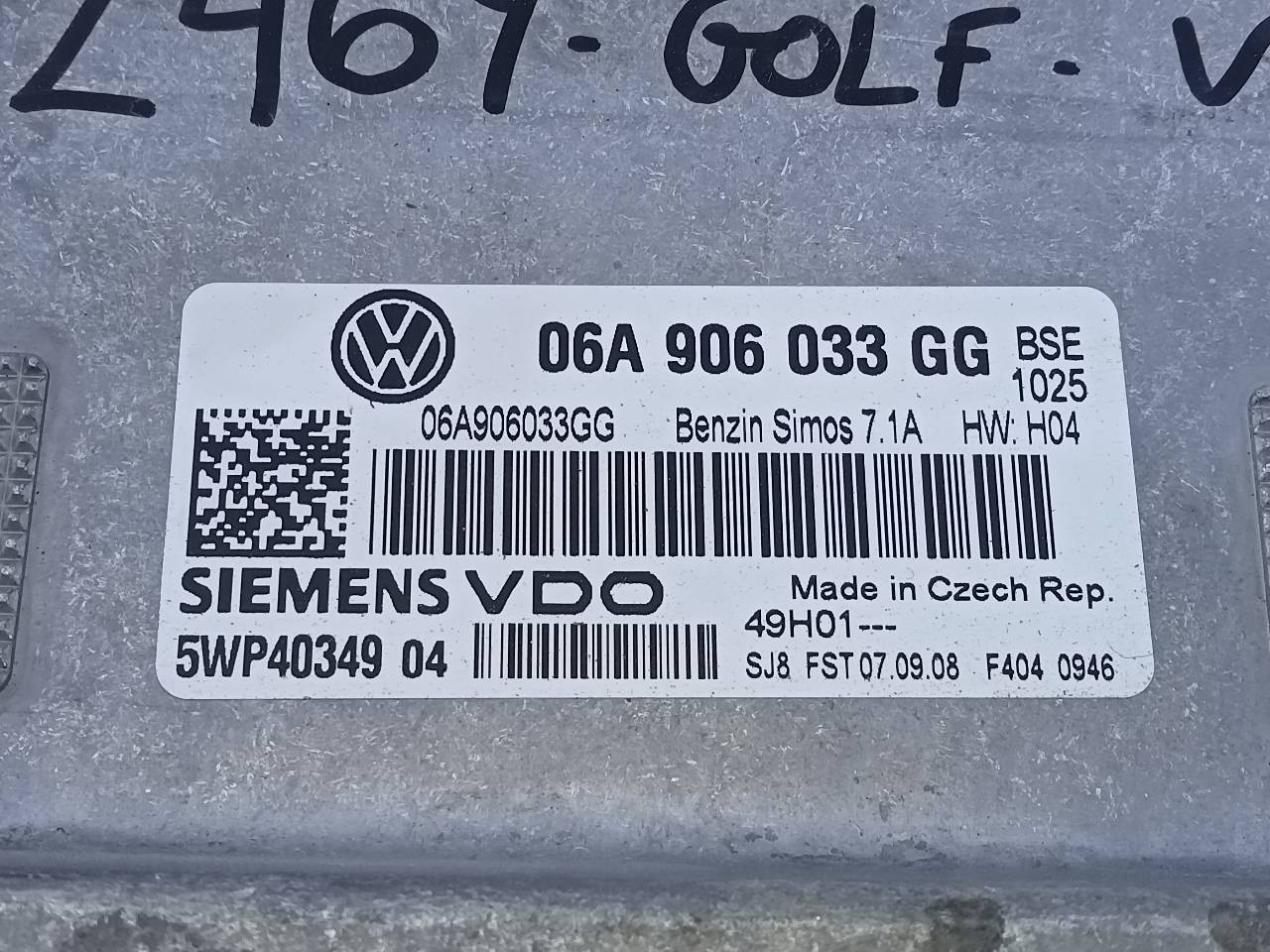 CENTRALITA MOTOR UCE VOLKSWAGEN GOLF V BERLINA (1K1) 06A906033GG / E2-A1-15-2 / 5WP40349 06A906033GGE2A11525WP40349 - Vista 2