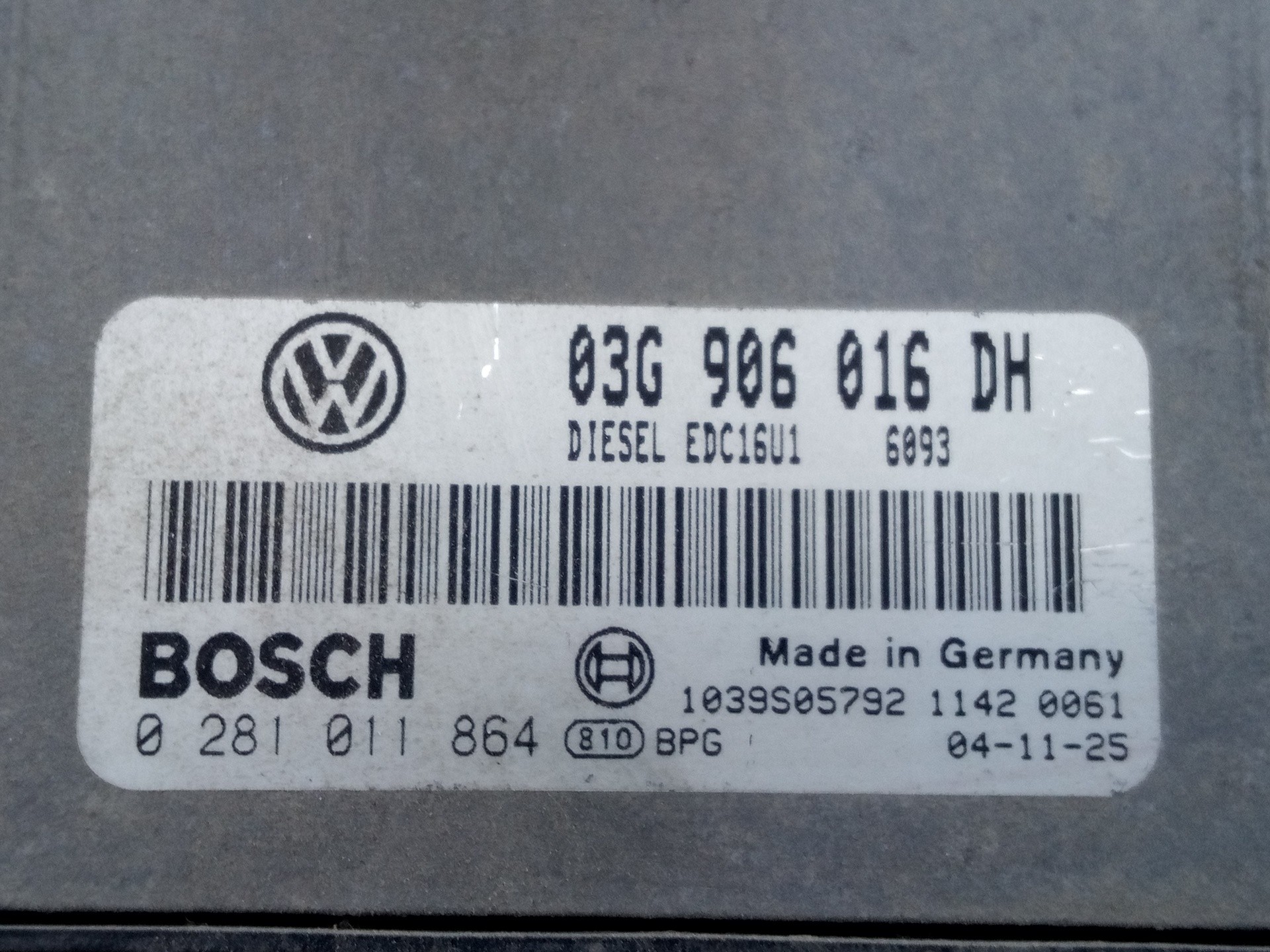 CENTRALITA MOTOR UCE SEAT ALTEA (5P1) 03G906016DH / E2-A1-10-3 / 0281011864 03G906016DHE2A11030281011864 - Vista 2