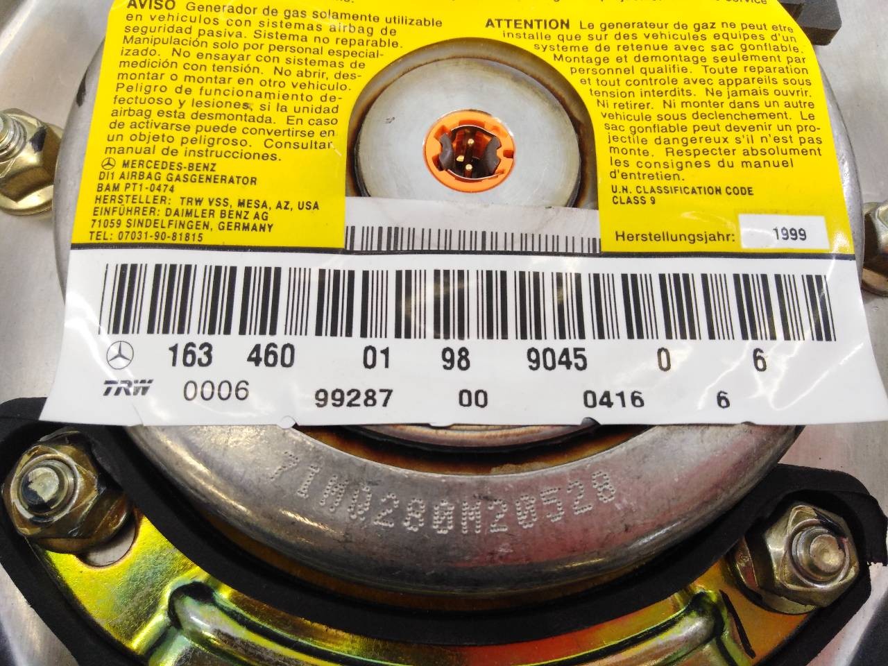 AIRBAG DELANTERO IZQUIERDO MERCEDES-BENZ CLASE M (W163) 1634600198904506 / E1-A2-3-1 1634600198904506E1A231 - Vista 2