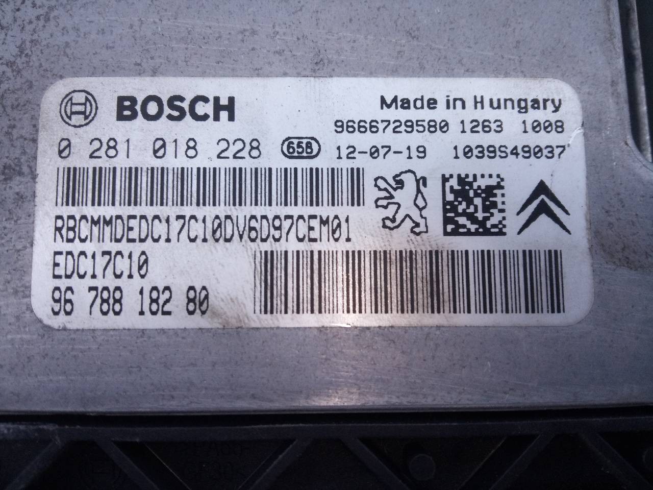 CENTRALITA MOTOR UCE CITROËN BERLINGO CUADRO 0281018228 / E3-B2-49-2 / 9678818280 0281018228E3B24929678818280 - Vista 3