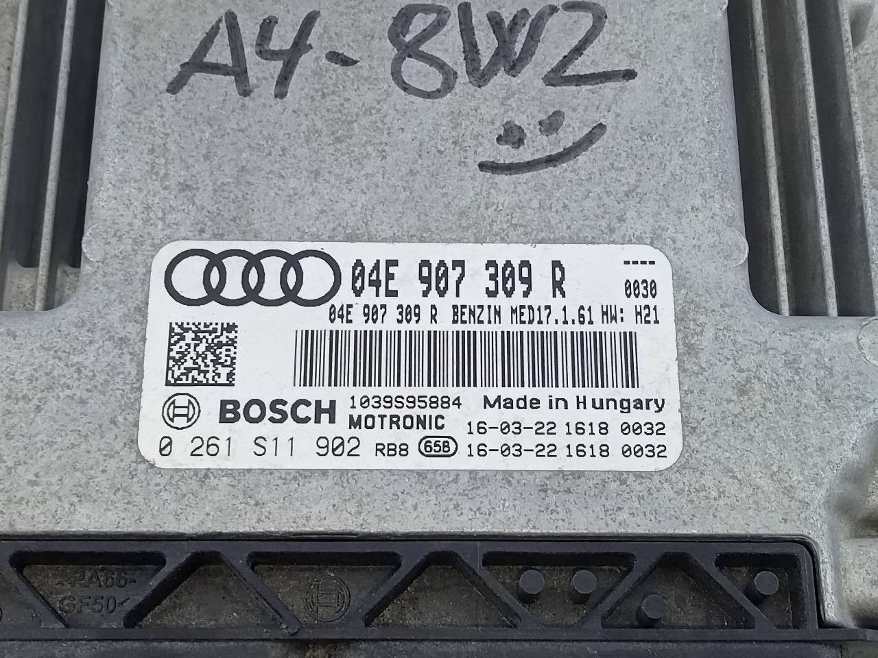 CENTRALITA MOTOR UCE AUDI A4 BERLINA (8W2) 04E907309R / E2-A1-15-2 / 0261S11902 04E907309RE2A11520261S11902 - Vista 3