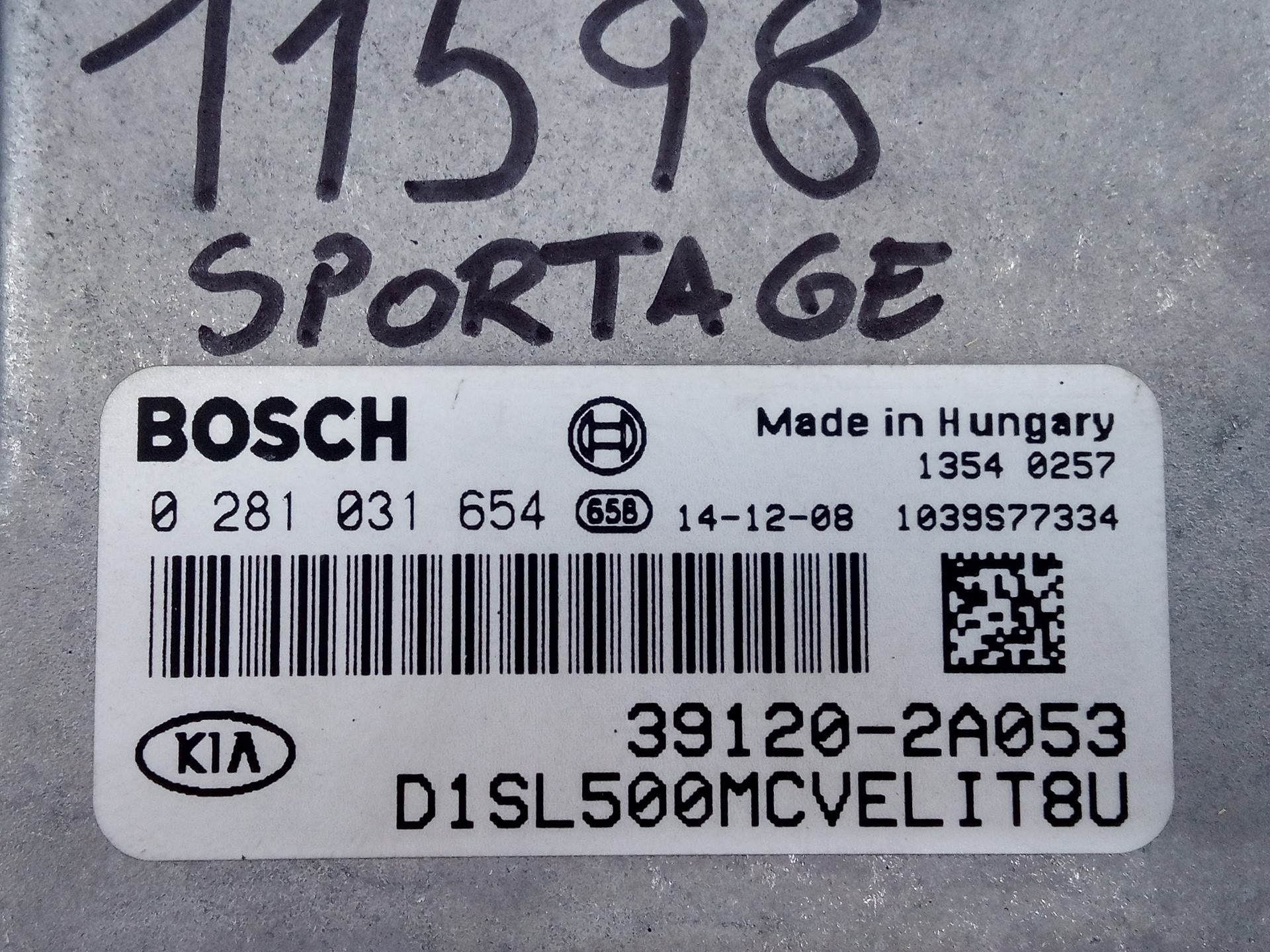 CENTRALITA MOTOR UCE KIA SPORTAGE 391202A053 / E3-A3-36-4 / 0281031654 391202A053E3A33640281031654 - Vista 2