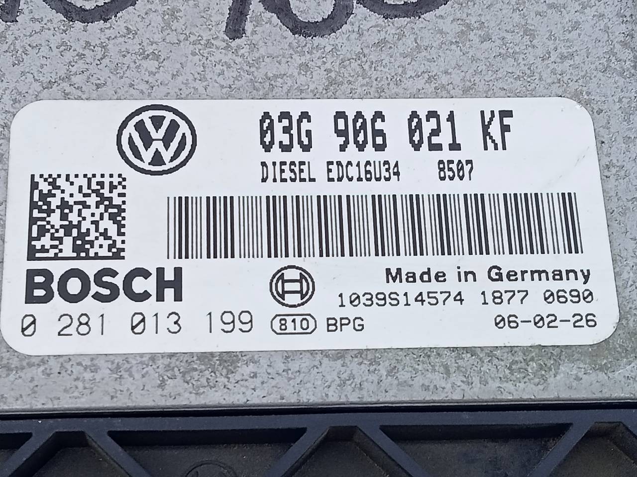 CENTRALITA MOTOR UCE VOLKSWAGEN TOURAN (1T1) 03G906021KF / E2-A1-30-1 / 0281013199 03G906021KFE2A13010281013199 - Vista 3