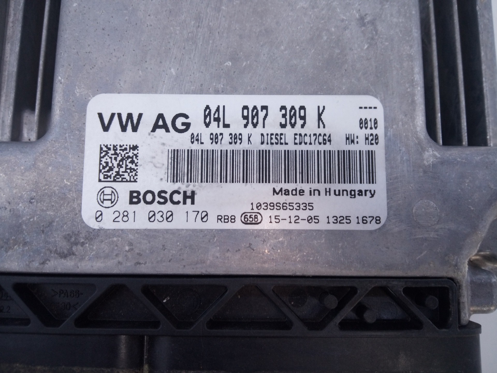 CENTRALITA MOTOR UCE VOLKSWAGEN TIGUAN (5N2) 04L907309K / E2-A1-25-2 / 0281030170 04L907309KE2A12520281030170 - Vista 2