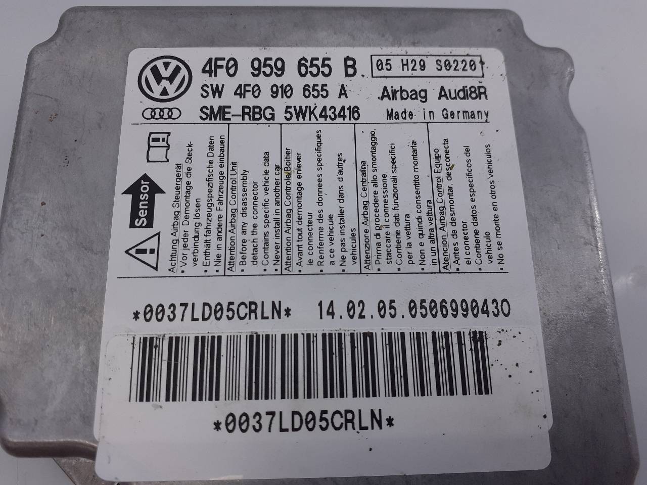 CENTRALITA AIRBAG AUDI A6 BERLINA (4F2) 4F0959655B / E2-A1-2-4 / SW4F0910655A 4F0959655BE2A124SW4F0910655A - Vista 3
