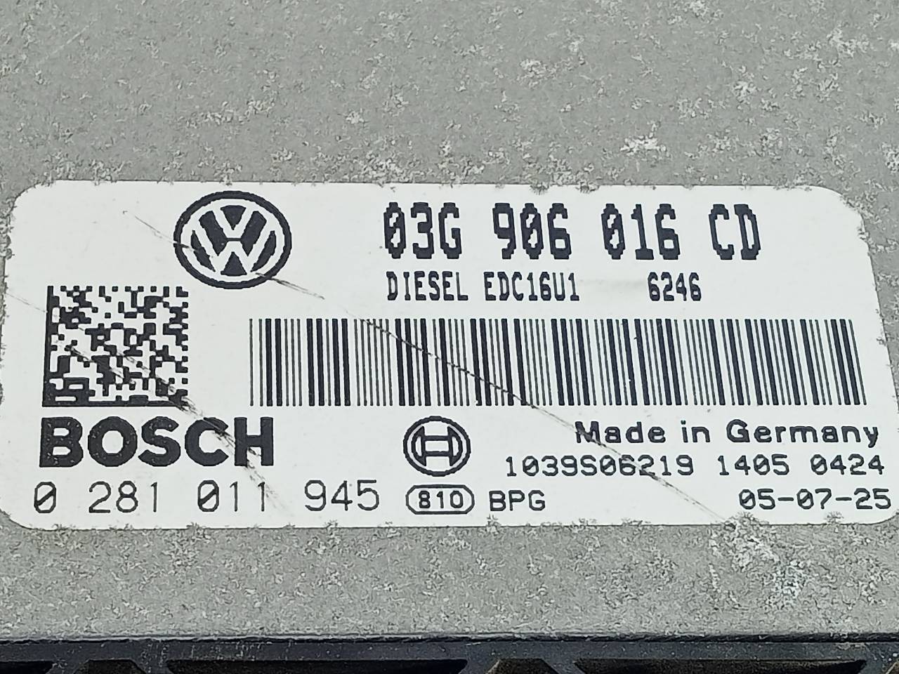 CENTRALITA MOTOR UCE VOLKSWAGEN TOURAN (1T1) 03G906016CD / E2-A1-30-1 / 0281011945 03G906016CDE2A13010281011945 - Vista 2
