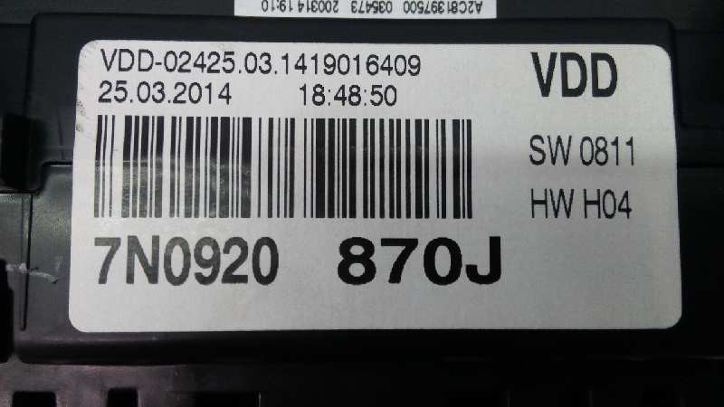 CUADRO INSTRUMENTOS VOLKSWAGEN SHARAN (7N1) 7N0920870J / E2-A1-23-1 7N0920870JE2A1231 - Vista 2