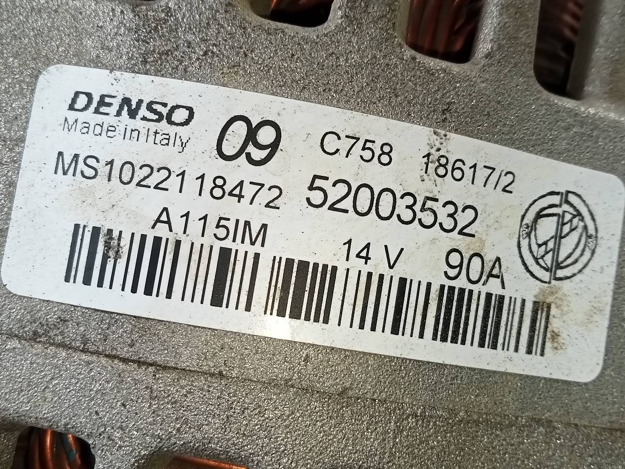ALTERNADOR FIAT NUOVA 500 (150) 52003532 / P3-B5-5-3 / MS1022118472 52003532P3B553MS1022118472 - Vista 2