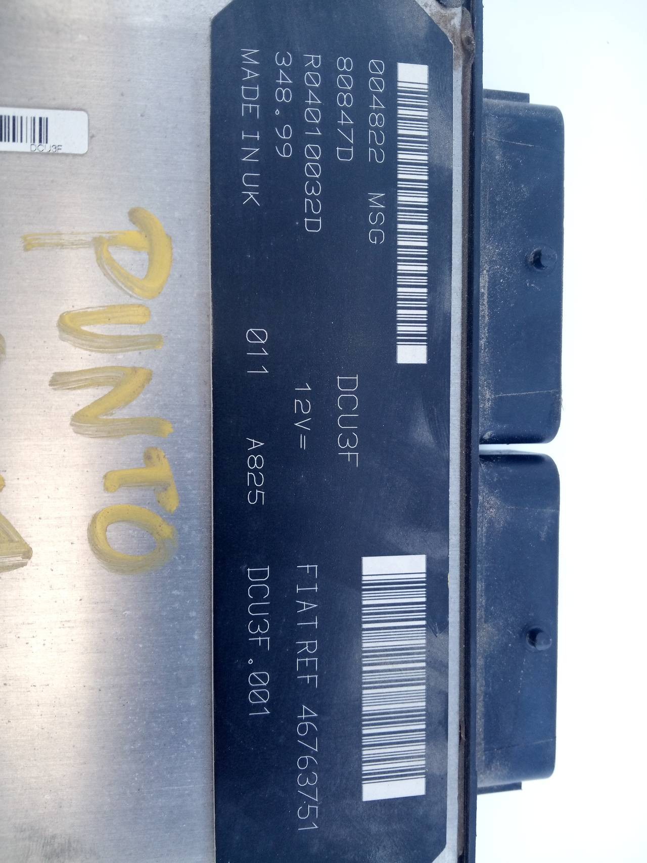 CENTRALITA MOTOR UCE FIAT PUNTO BERLINA (188) 46763751 / E3-B4-9-4 / R04010032D 46763751E3B494R04010032D - Vista 3