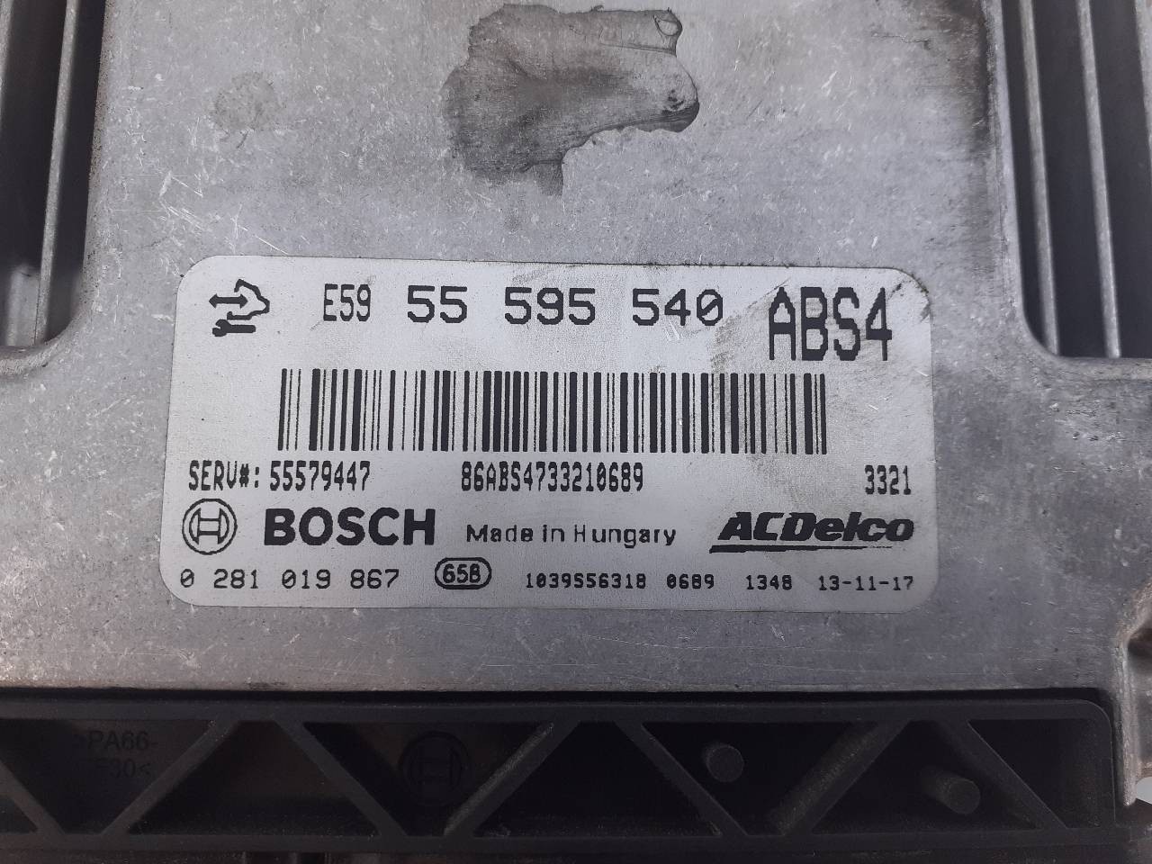 CENTRALITA MOTOR UCE OPEL INSIGNIA BERLINA 55595540 / E3-A5-4-1 / 0281019867 55595540E3A5410281019867 - Vista 3