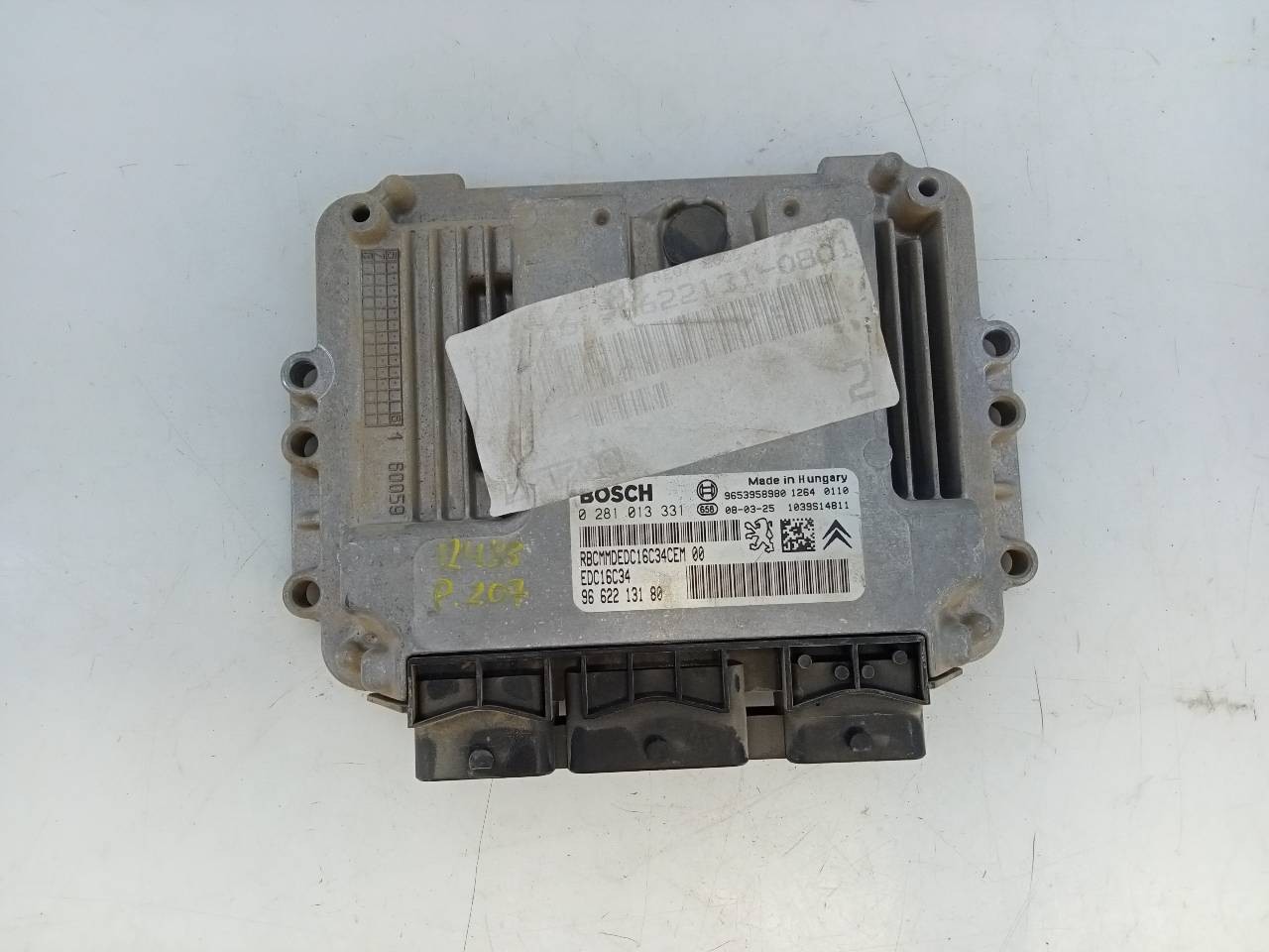 CENTRALITA MOTOR UCE PEUGEOT 207 9662213180 / E3-B2-24-2 / 0281013331 9662213180E3B22420281013331