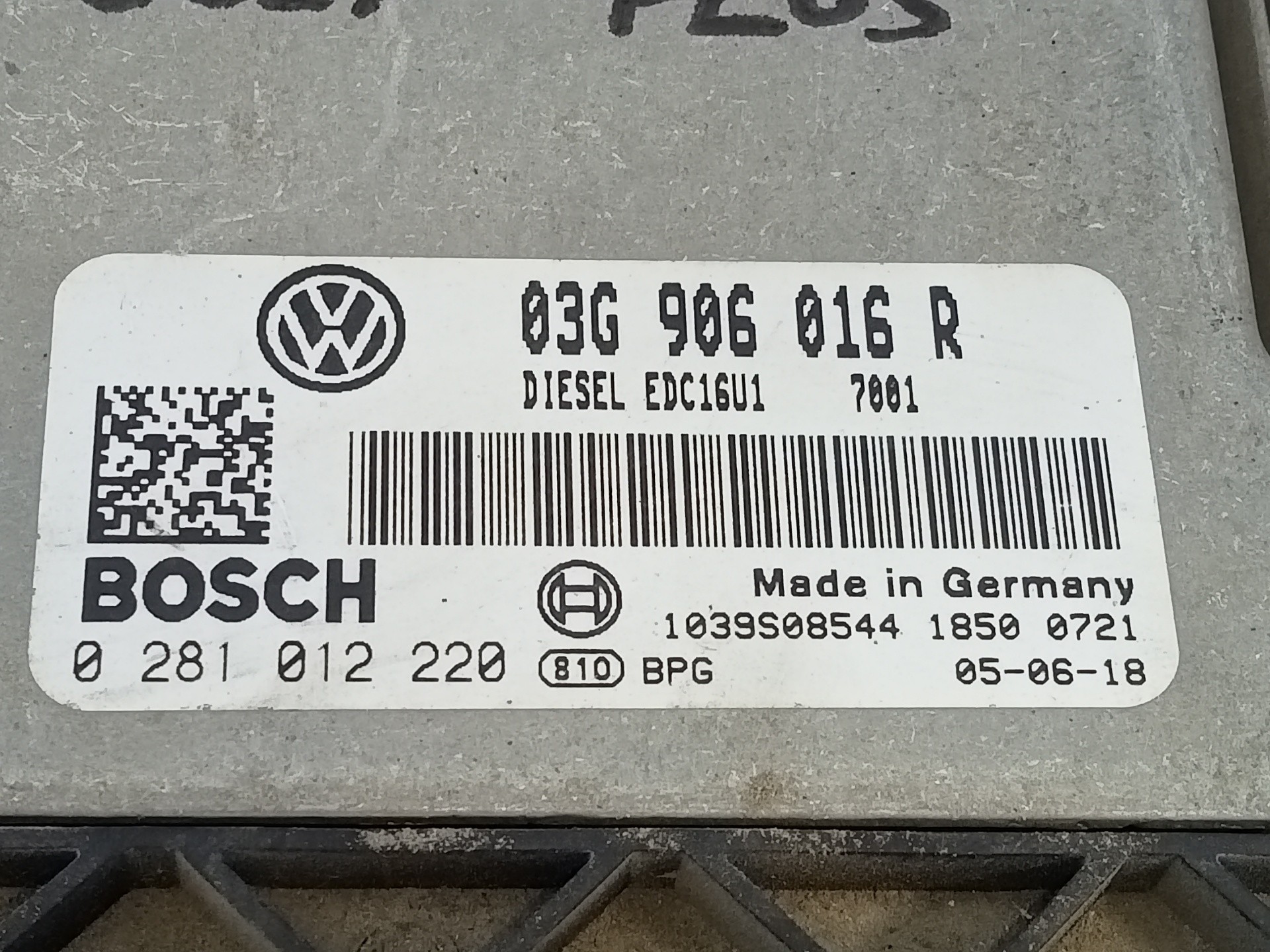 CENTRALITA MOTOR UCE VOLKSWAGEN GOLF PLUS (5M1) 03G906016R / E2-A1-40-1 / 0281012220 03G906016RE2A14010281012220 - Vista 2