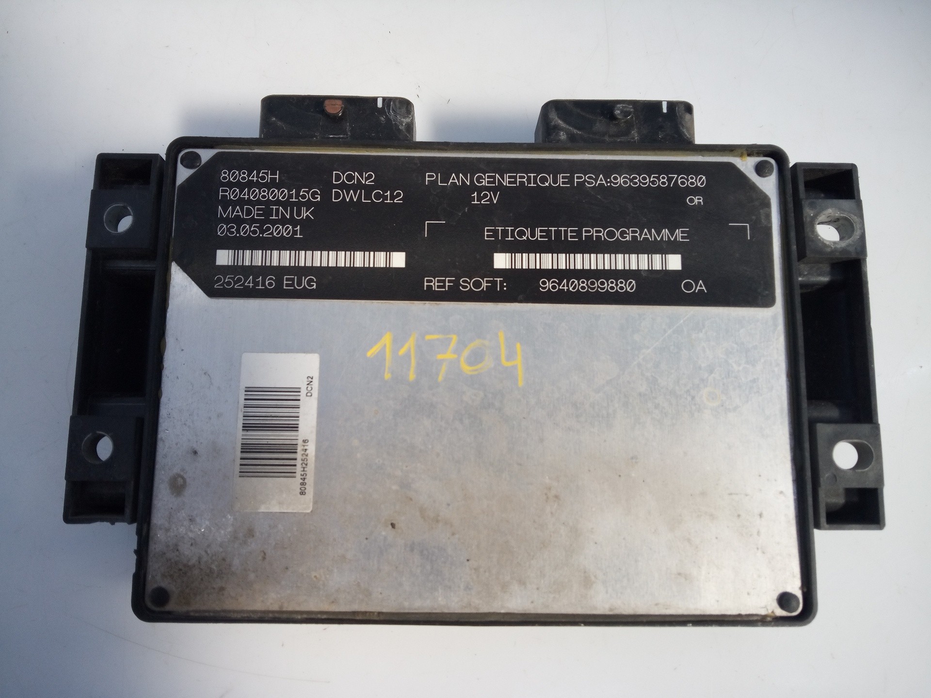CENTRALITA MOTOR UCE PEUGEOT 206 BERLINA 9640899880 / E3-B2-25-1 / 9639587680 9640899880E3B22519639587680 - Vista 2